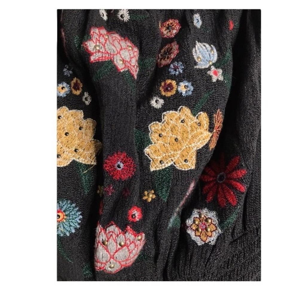 Xhilaration | Grey Strapless Jumpsuit Jeweled & Embroidered Floral Boho Chest• - Picture 3 of 10